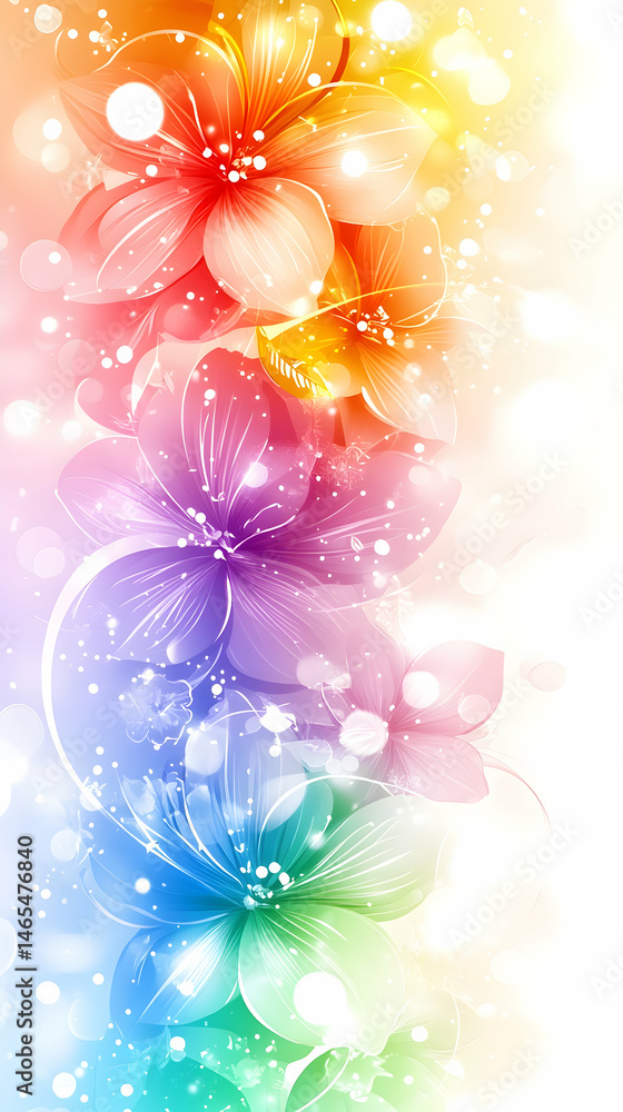 Fototapeta premium Colorful floral design with vibrant hues and soft bokeh