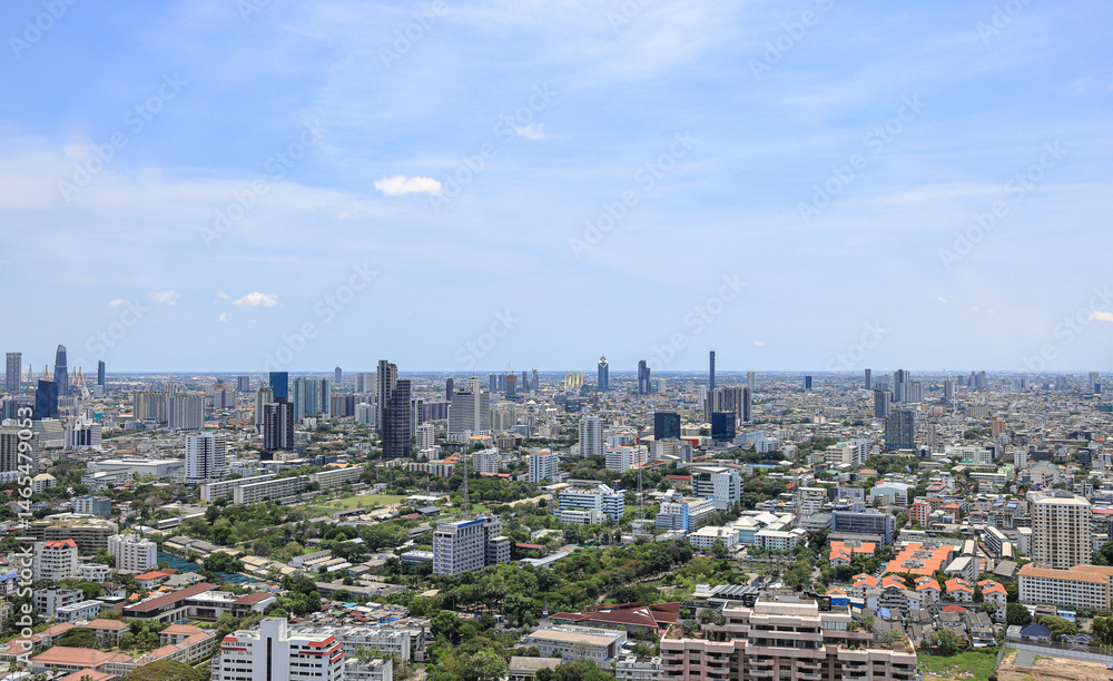Fototapeta premium Cityscape skyline in High angle view of the suburbs area, Suburban skyline of big city.