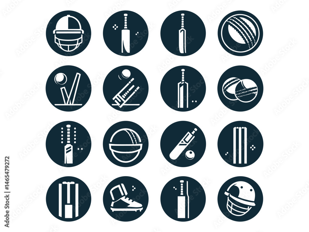 Cricket Items Vector Icon Pack Cricket Items Vector Icon Pack