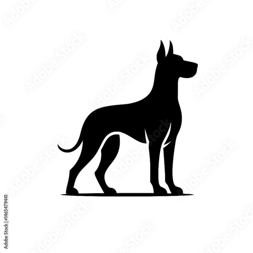 Great Dane Silhouette Logo, Black and White Vector Dog Design