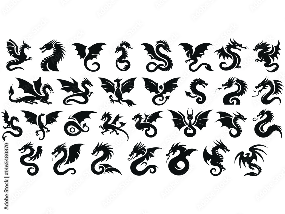 Fototapeta premium Dragon Vector Icon Pack