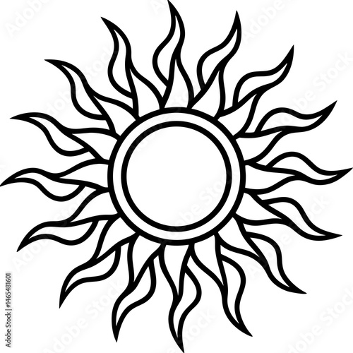 Artistic sun symbol vector illustration, decorative design for wellness, yoga, and holistic projects