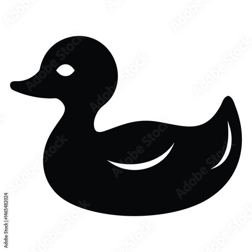 Silhouette of a duck facing left displays elegant and simplistic illustration