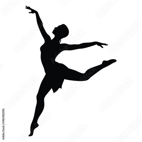 Silhouette of a graceful female dancer leaping with outstretched arms demonstrates expressive movement on display