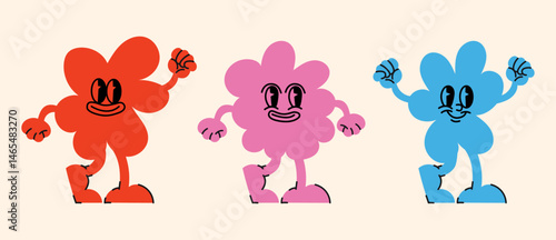 Creative vector set with logo design templates and graphic assets for promotional materials, posters, online banners and branding, including cute characters and stickers.