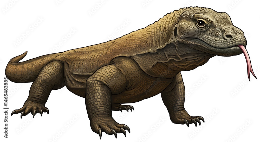 Obraz premium Giant Komodo Dragon Close-Up – Realistic Wildlife Reptile Art