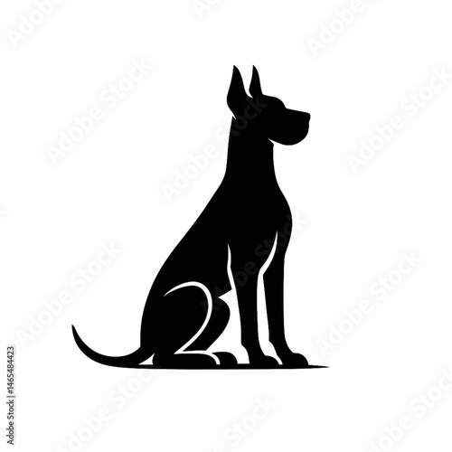 Great Dane Silhouette Logo, Black and White Vector Dog Design