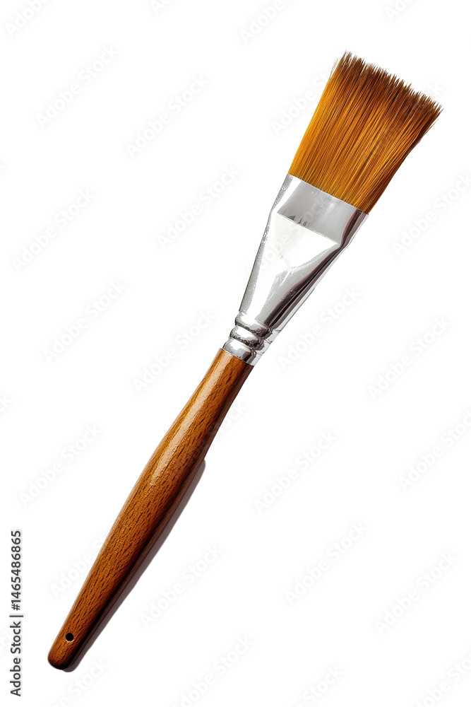 Naklejka premium Isolated Paintbrush with Wooden Handle