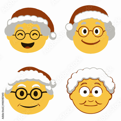 Mrs Claus emoji icons, vector icons, simple shapes, icon sheet