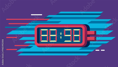 A digital clock ticking at an impossible speed showcasing the lightningfast pace of modern highspeed data transmissions.. Vector illustration