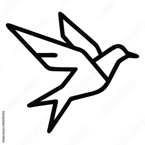 Simple of a bird mid flight with stylized wings showcased clearly