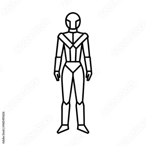 Futuristic Uniform Costume Outline Art