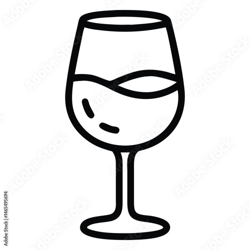 Simple wineglass outline reveals a classic glass holding red wine on the inside