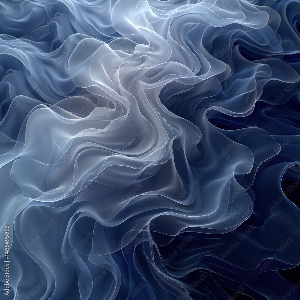 Obraz premium Abstract Blue Swirling Waves Digital Art Background