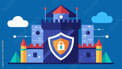 A fortified defense system that shields confidential information from malicious hackers.. Vector illustration