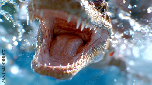 Open Crocodile Mouth Showing Teeth and Tongue in Water