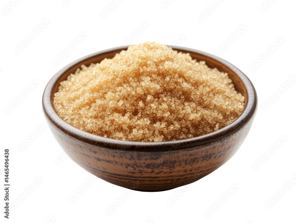 Isolated Brown Sugar in Rustic Bowl Isolated Brown Sugar in Rustic Bowl