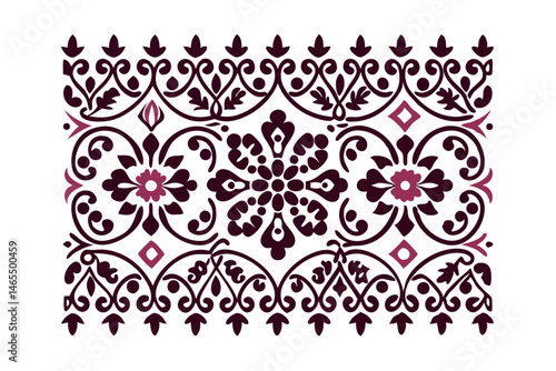 Premium Calligraphic Folk Pattern with Symmetric Shapes Vector illustration
