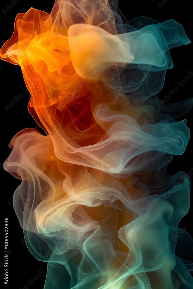 Naklejka premium A close up of a colorful smoke on a black background