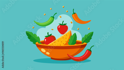 A sprinkle of chili powder adds a y kick to the salad perfectly balancing out the tangy flavors.. Vector illustration