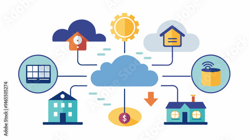 A cloudbased platform is utilized to store and share realtime data on weather conditions shelter availability and aid requests facilitating collaboration between different relief. Vector illustration