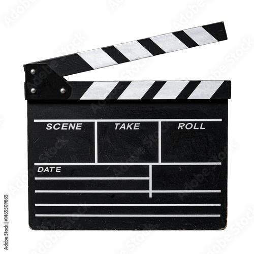 vintage movie clapper board; isolated on white 