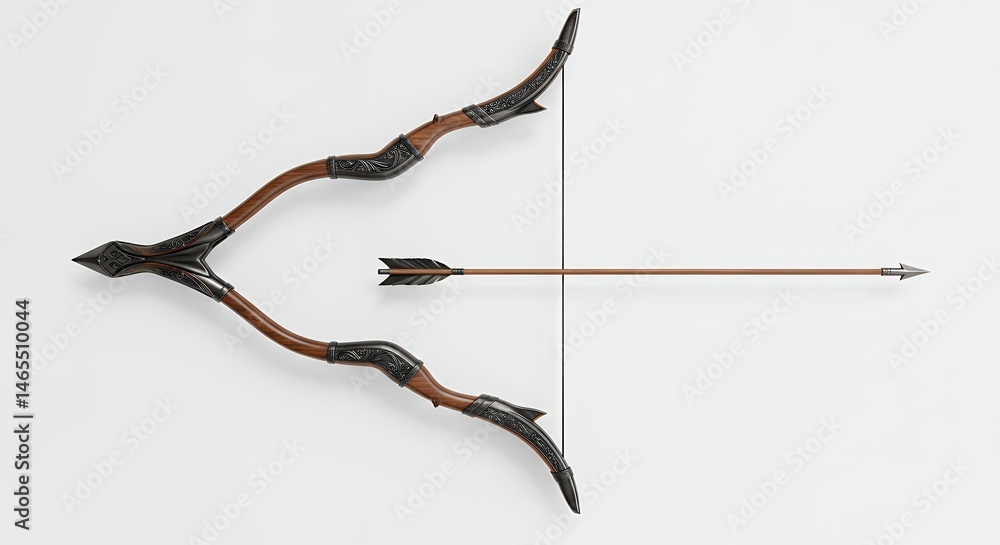 Obraz premium Bow and arrow hunting equipment illustration