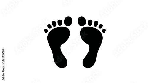 Footprint pair icon simple black silhouette vector isolated on white background  -  