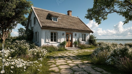 Rustic stone cottage with l...