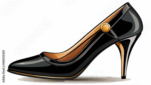 Black elegant shoe for woman on white, clipping path white background