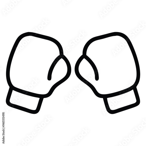 Two boxing gloves face each other, depicted in a simple outlined style of the gloves