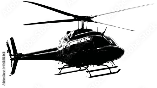 Helicopter in flight silhouette vector isolated on white background  -  
