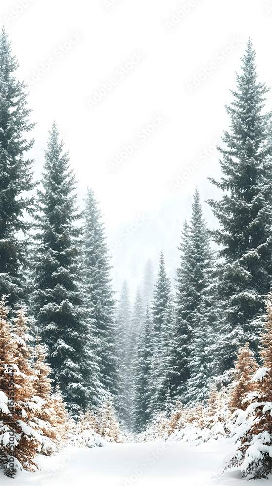 Obraz premium Snowy forest path, winter wonderland