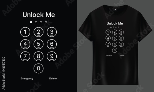Minimalist Smartphone Keypad Style Unlock Me T-Shirt Graphic Design Transparent Background