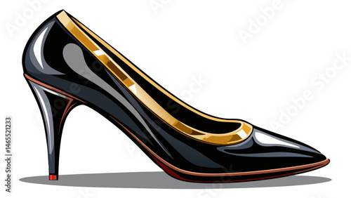 Black elegant shoe for woman on white, clipping path white background