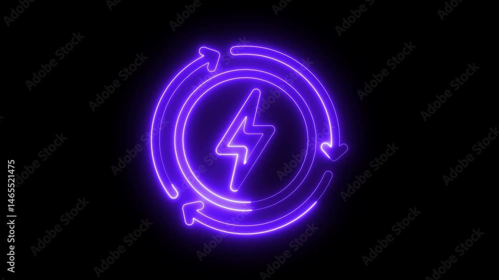 Neon recycle icon animation 4k video animation Neon recycle icon animation 4k video animation