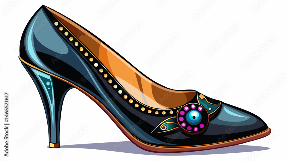 Obraz premium Black elegant shoe for woman on white, clipping path white background