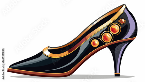 Black elegant shoe for woman on white, clipping path white background