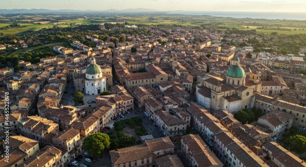 Fototapeta premium High-angle view of a historic Italian town