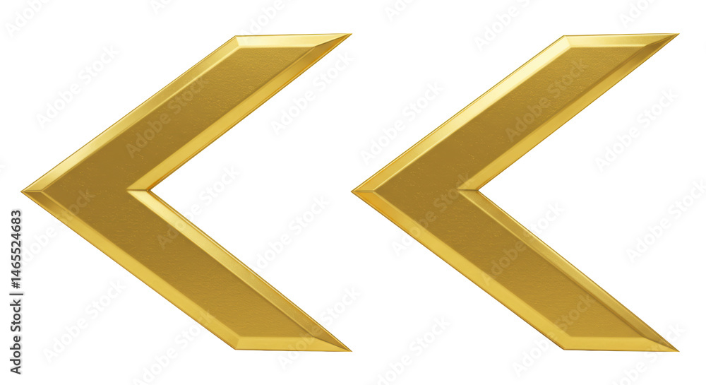 Isolated Golden Double Chevron Arrows Pointing Left Isolated Golden Double Chevron Arrows Pointing Left