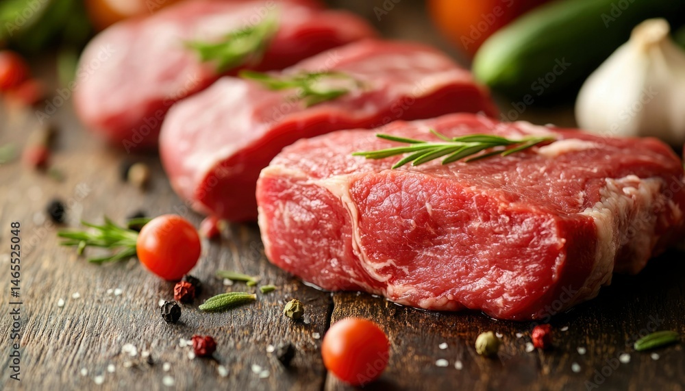 Fresh beef steaks with herbs Fresh beef steaks with herbs