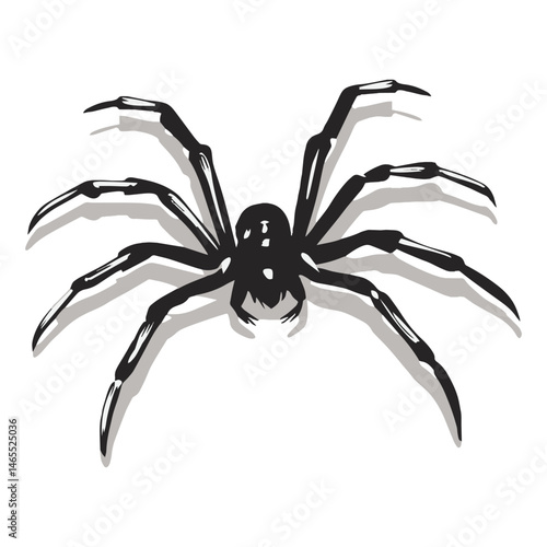 Black spider on a white background. Black spider. Vector illustration