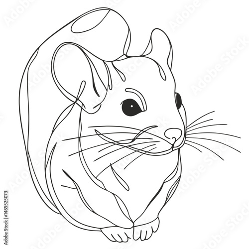 Cute chinchilla. Simple continuous line drawing of a chinchilla - minimalist one-line artwork capturing fluffy creature's charm with expressive eyes and delicate ears.