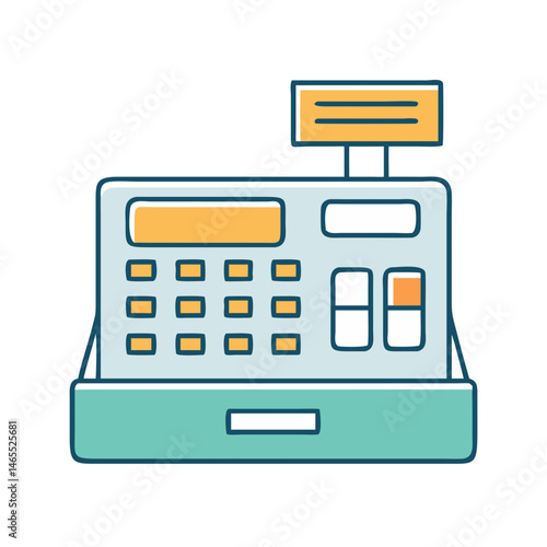 Illustration of cash register point of sale machine for retail and business transactions system