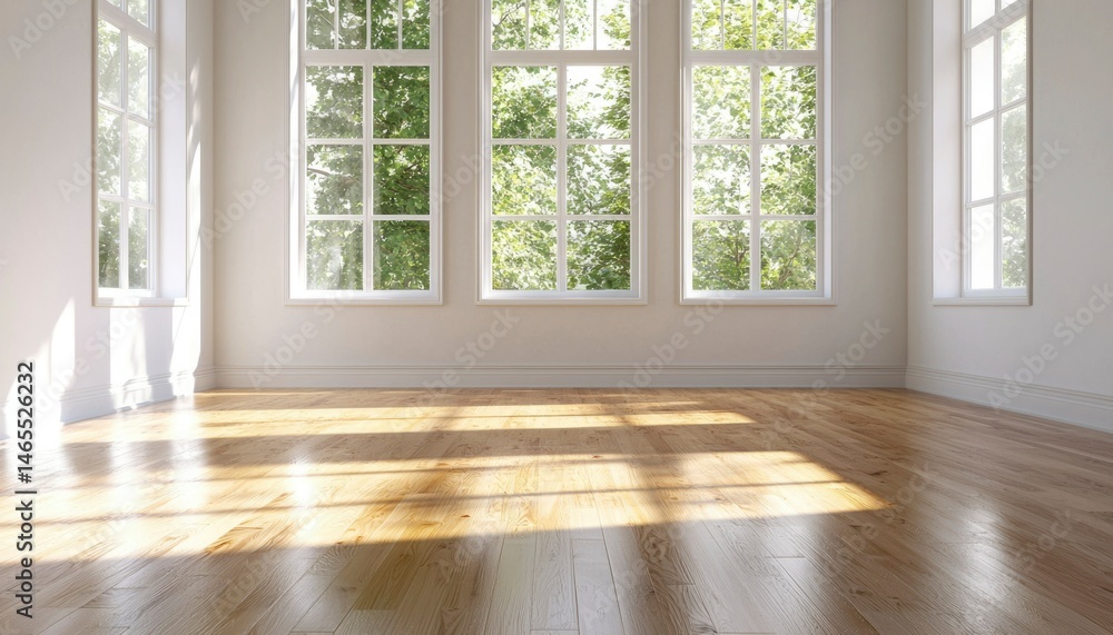 Fototapeta premium Empty room with large windows