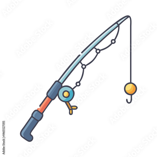 Fishing rod equipment vector illustration for recreational fishing sport and fishing hobby concept
