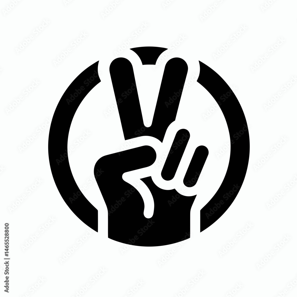 Fototapeta premium Peace Sign Hand Silhouettes in black on a white background 