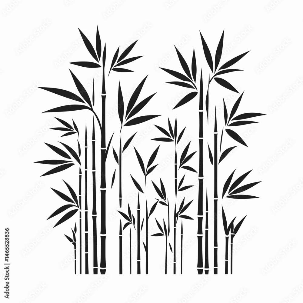 Obraz premium Bamboo Plant Silhouettes in black on a white background 