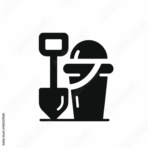  Sand Bucket  Shovel Silhouettes in black on a white background