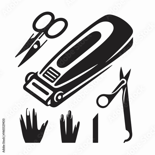  Nail Trimmer Silhouettes in black on a white background 